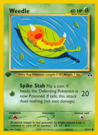 Weedle #70 · Neo Discovery Pokémon card