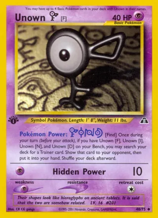 Unown [F] #48 · Neo Discovery Pokémon card