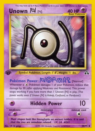 Unown [N] #50 · Neo Discovery Pokémon card