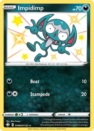 Impidimp #SV083 · Shining Fates Shiny Vault Pokémon card