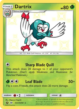 Dartrix #SV3 · Hidden Fates Shiny Vault Pokémon card