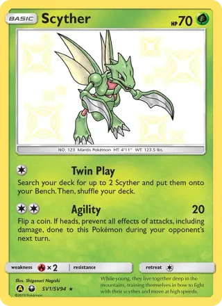 Scyther #SV1 · Hidden Fates Shiny Vault Pokémon card