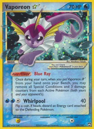Vaporeon ☆ #102 · Power Keepers Pokémon card