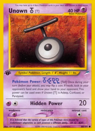 Unown [T] #88 · Neo Destiny Pokémon card