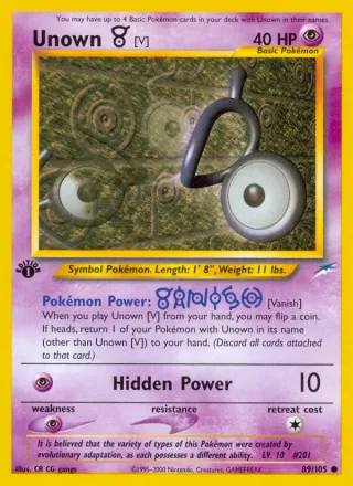 Unown [V] #89 · Neo Destiny Pokémon card