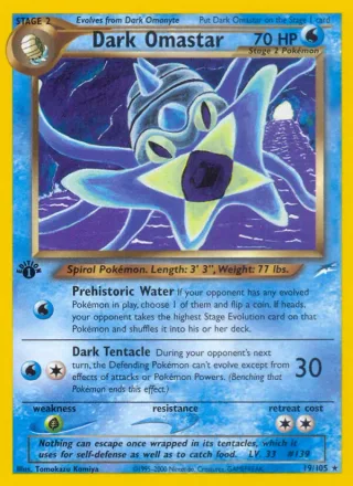 Dark Omastar #19 · Neo Destiny Pokémon card