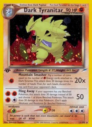 Dark Tyranitar #11 · Neo Destiny Pokémon card