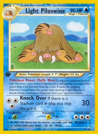 Light Piloswine #26 · Neo Destiny Pokémon card
