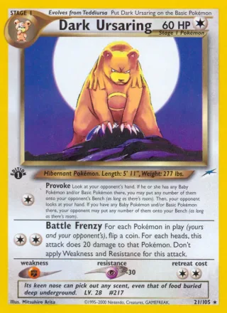 Dark Ursaring #21 · Neo Destiny Pokémon card