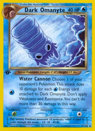 Dark Omanyte #37 · Neo Destiny Pokémon card