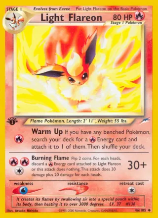 Light Flareon #46 · Neo Destiny Pokémon card