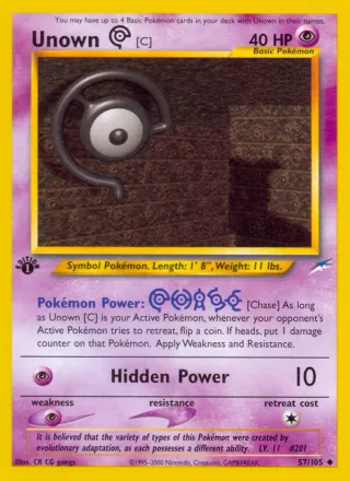 Unown [C] #57 · Neo Destiny Pokémon card