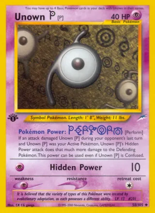 Unown [P] #58 · Neo Destiny Pokémon card