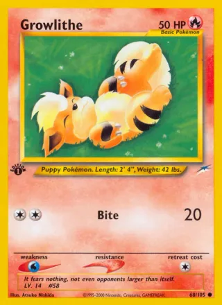 Growlithe #68 · Neo Destiny Pokémon card