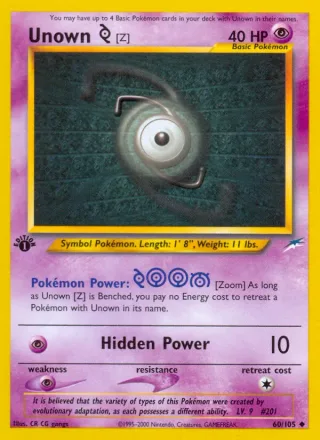 Unown [Z] #60 · Neo Destiny Pokémon card