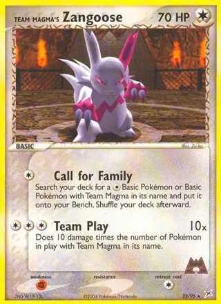 Team Magma's Zangoose #23 · Team Magma vs Team Aqua Pokémon card