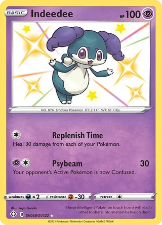 Indeedee #SV059 · Shining Fates Shiny Vault Pokémon card