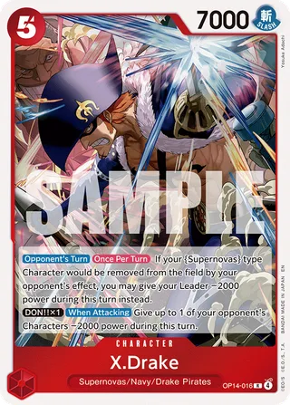 X.Drake #OP14-016 · The Azure Sea's Seven One Piece card