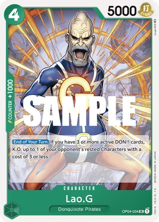 Lao.G #OP04-034 · Kingdoms of Intrigue Pre-Release Cards One Piece card