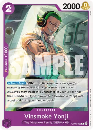 Vinsmoke Yonji #OP06-066 · Wings of the Captain Pre-Release Cards One Piece card