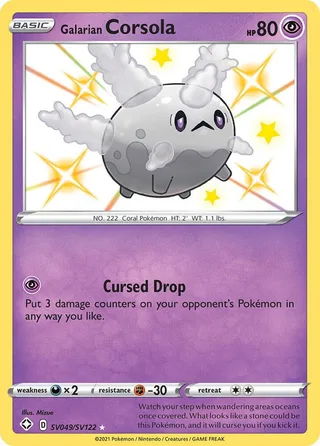 Galarian Corsola #SV049 · Shining Fates Shiny Vault Pokémon card
