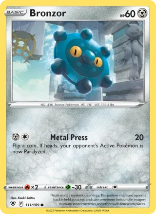 Bronzor #111 · Astral Radiance Pokémon card