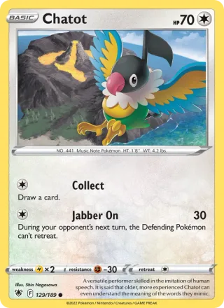 Chatot #129 · Astral Radiance Pokémon card