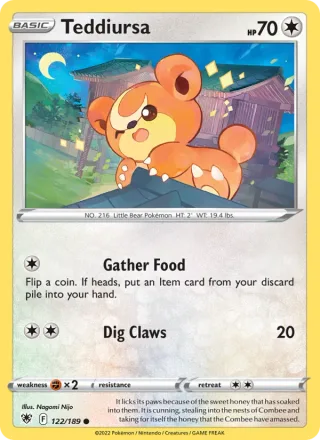 Teddiursa #122 · Astral Radiance Pokémon card