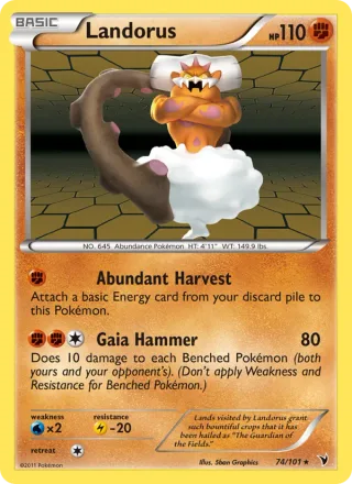 Landorus #74 · Noble Victories Pokémon card