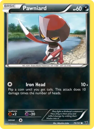 Pawniard #75 · Noble Victories Pokémon card