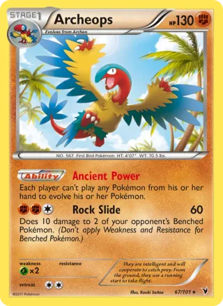 Archeops #67 · Noble Victories Pokémon card