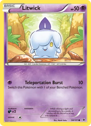 Litwick #58 · Noble Victories Pokémon card