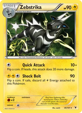 Zebstrika #36 · Noble Victories Pokémon card