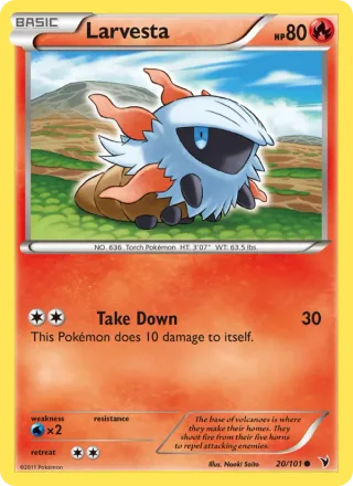 Larvesta #20 · Noble Victories Pokémon card