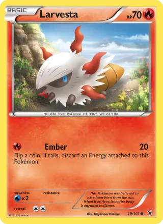 Larvesta #19 · Noble Victories Pokémon card