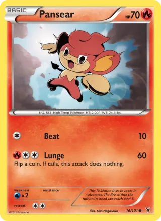 Pansear #16 · Noble Victories Pokémon card