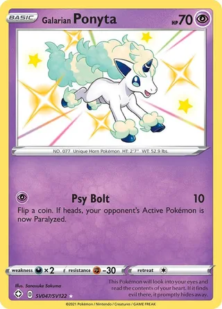 Galarian Ponyta #SV047 · Shining Fates Shiny Vault Pokémon card