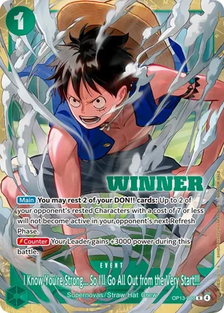 I Know You're Strong... So I'll Go All Out from the Very Start!!! (Winner Pack 2026 Vol. 4) #OP13-040-winner-pack-2026-vol-4 · One Piece Promotion Cards One Piece card