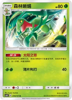 Grovyle (森林蜥蜴) #016 · CSM1bC (横空出世 苍) Pokémon Chinese card