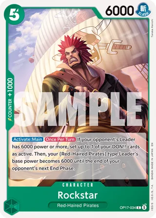 Rockstar #OP17-034 · The World's Strongest Warriors One Piece card