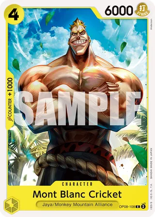 Mont Blanc Cricket #OP08-108 · Two Legends Pre-Release Cards One Piece card