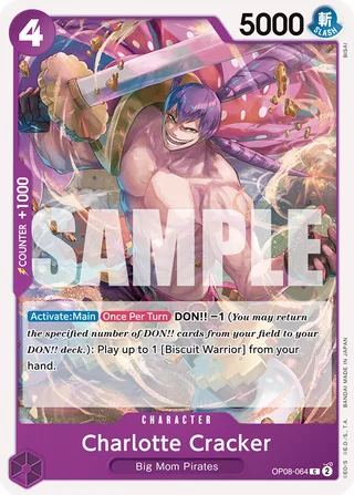 Charlotte Cracker #OP08-064 · Two Legends Pre-Release Cards One Piece card
