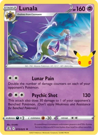 Lunala #15 · Celebrations Pokémon card