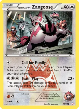 Team Magma's Zangoose #22 · Double Crisis Pokémon card
