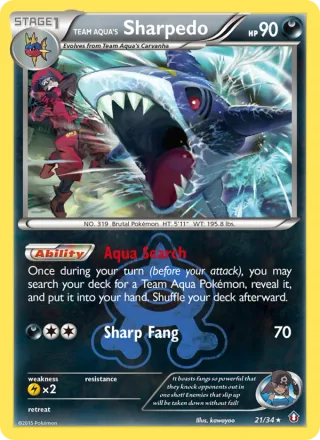 Team Aqua's Sharpedo #21 · Double Crisis Pokémon card