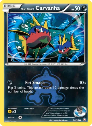 Team Aqua's Carvanha #20 · Double Crisis Pokémon card