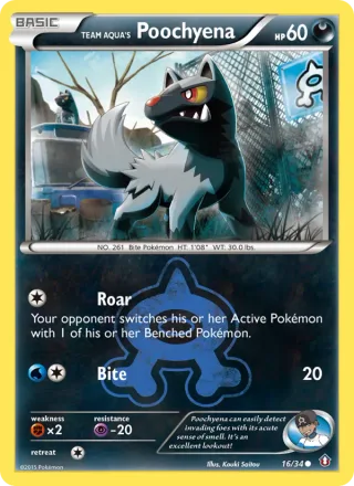 Team Aqua's Poochyena #16 · Double Crisis Pokémon card