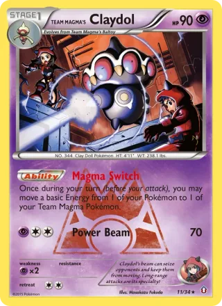 Team Magma's Claydol #11 · Double Crisis Pokémon card