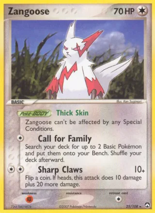 Zangoose #25 · Power Keepers Pokémon card