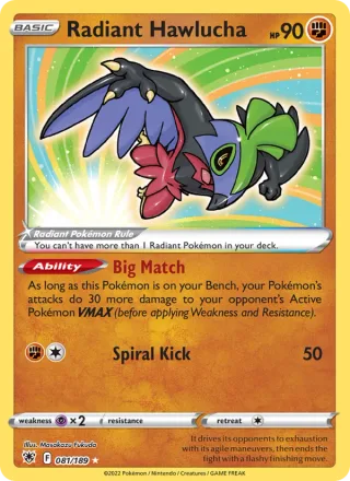 Radiant Hawlucha #081 · Astral Radiance Pokémon card